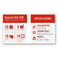Kamado Chef 2200 Prestige Red Smooth (rozsdamentes acél) 