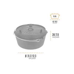 Petromax Dutch Oven, lapos aljú öntöttvas lábas (11,5 liter, Ø 36 cm)