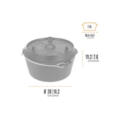 Petromax Dutch Oven, öntöttvas lábas (8 liter, Ø 32 cm)