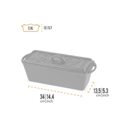 Petromax öntöttvas kenyérsütő forma fedéllel (5,5 liter, 30 × 21 cm)