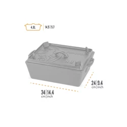 Petromax öntöttvas kenyérsütő forma fedéllel (8 liter, 34 × 24 cm)