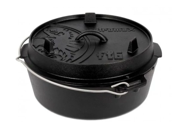 Petromax Dutch Oven, lapos aljú öntöttvas lábas (5,5 liter, Ø 30 cm)