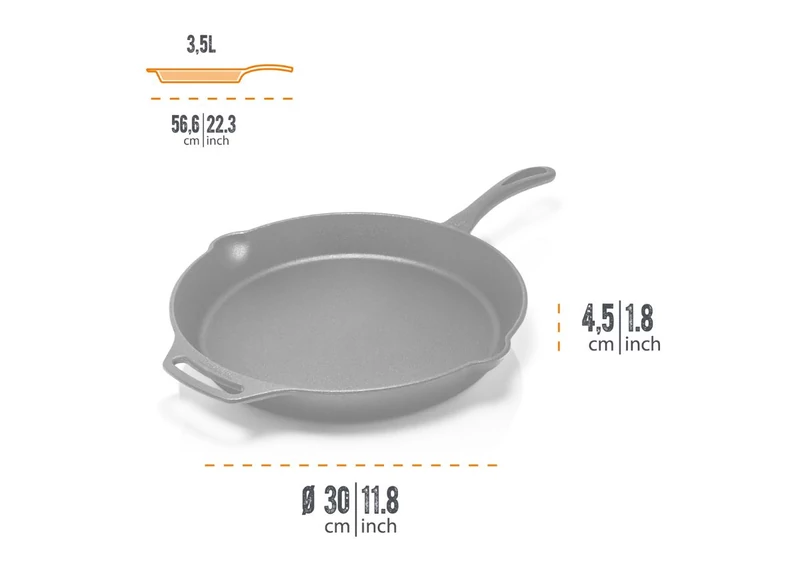 Petromax öntöttvas serpenyő, hosszú nyéllel (Ø 35 cm)