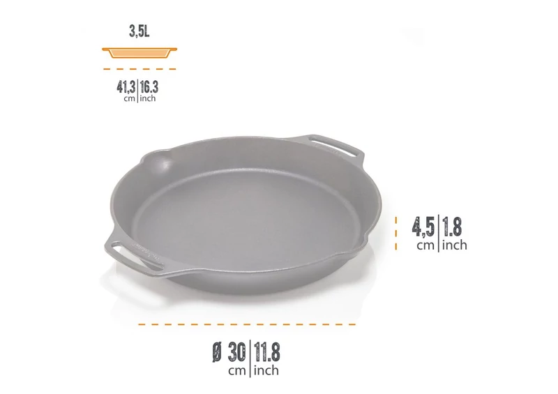 Petromax öntöttvas serpenyő, két füllel (Ø 35 cm)