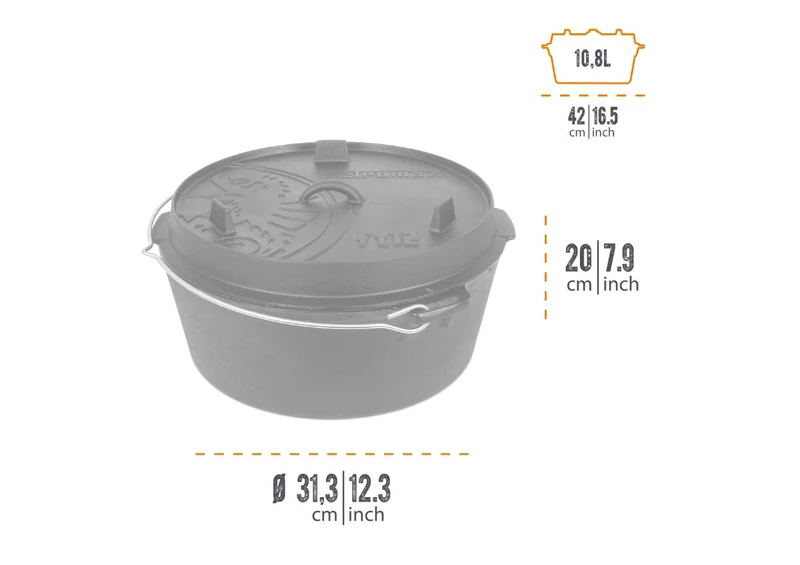 Petromax Dutch Oven, öntöttvas lábas (11,5 liter, Ø 36 cm)