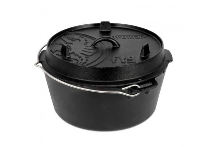 Petromax Dutch Oven, lapos aljú öntöttvas lábas (8 liter, Ø 32 cm)